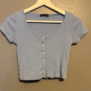 Brandy Melville Light Blue Button-Up Crop Top